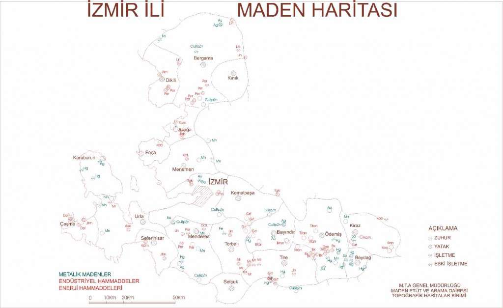 İzmir İli Maden Haritası